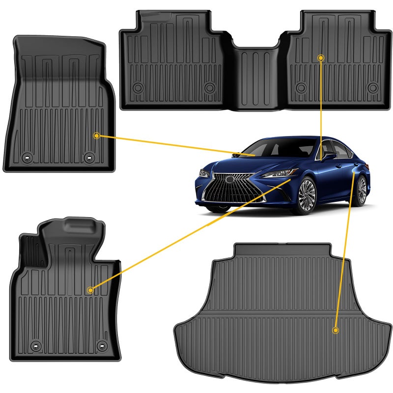 for Lexus ES350ES300h Floor Mats and Cargo Mat  Custom Fit TPE All Weather Floor Mats and Cargo Liner Car Mats for Lexus ES 20192024 ES350ES300h  2025 ES300h